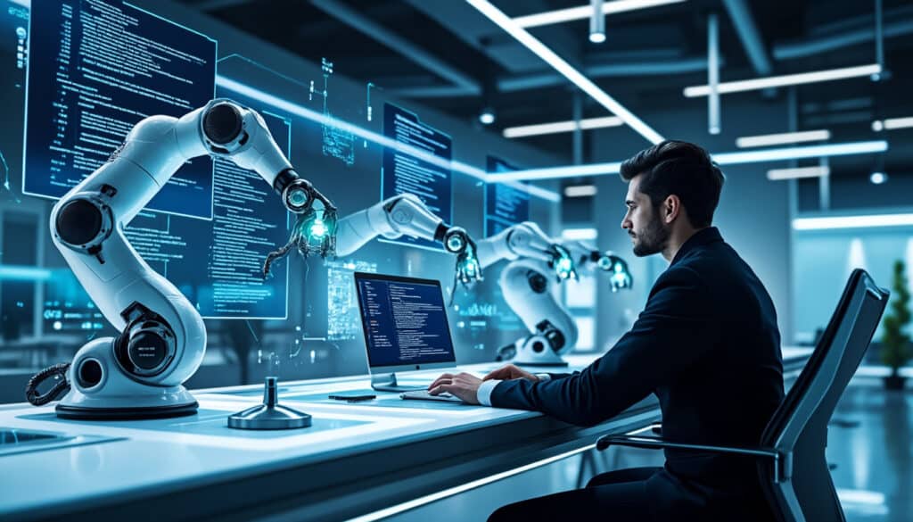 découvrez comment l'intelligence artificielle générative transforme l'automatisation de la création de code en informatique, améliorant efficacité, innovation et développement logiciel.